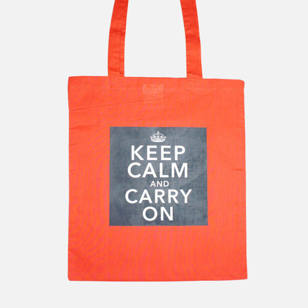 Tragetasche Keep Calm korallrot&grau