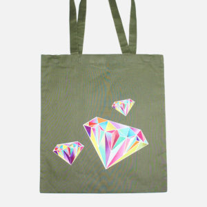 Tragetasche Diamanten auf oliv