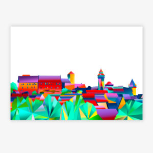 Grafikdruck Kaiserburg Nürnberg blau