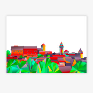 Grafikdruck Kaiserburg Nürnberg grau