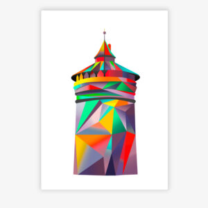Grafikdruck Königstor Turm Nürnberg grau
