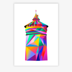 Grafikdruck Königstor Turm Nürnberg pink