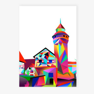 Grafikdruck Sinwellturm groß - pink
