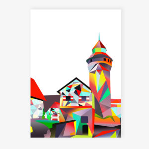 Grafikdruck Sinwellturm groß - grau