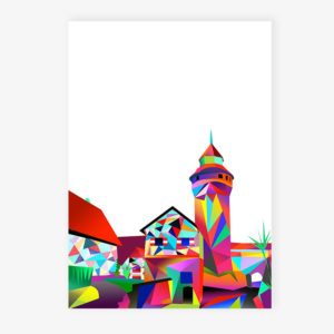Grafikdruck Sinwellturm klein - pink