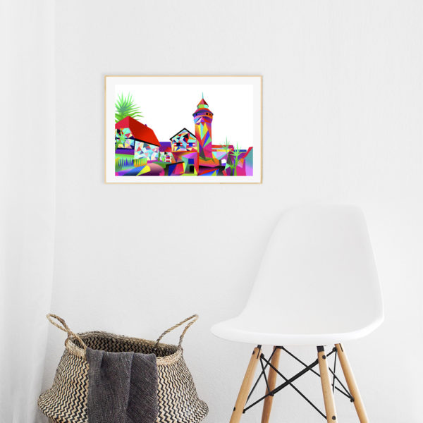 Grafikdruck Sinwellturm Kaiserburg pink – Bild 2