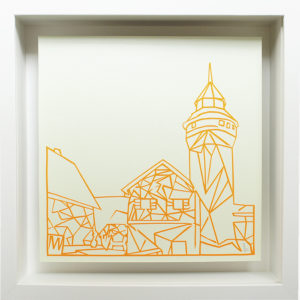Bild mit Rahmen - Kaiserburg NEON orange auf hellgrün