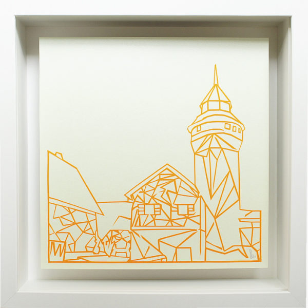 Bild mit Rahmen - Kaiserburg NEON orange auf hellgrün