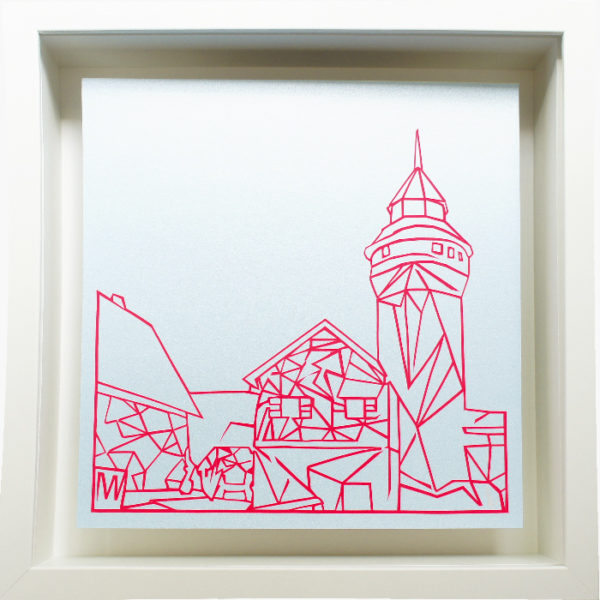 Bild mit Rahmen - Kaiserburg NEON pink auf hellblau