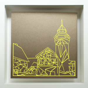 Bild mit Rahmen - Kaiserburg NEON gelb auf bronze