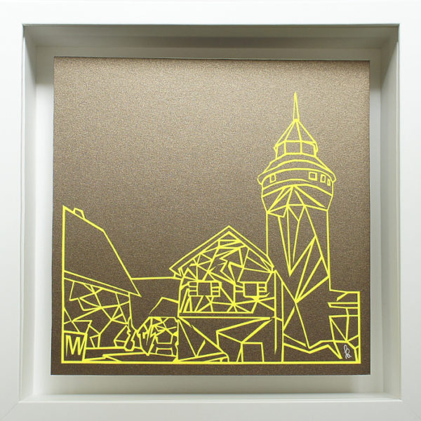 Bild mit Rahmen - Kaiserburg NEON gelb auf bronze