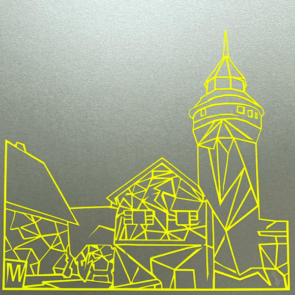 Bild mit Rahmen - Sinwellturm NEON gelb auf silber – Bild 4