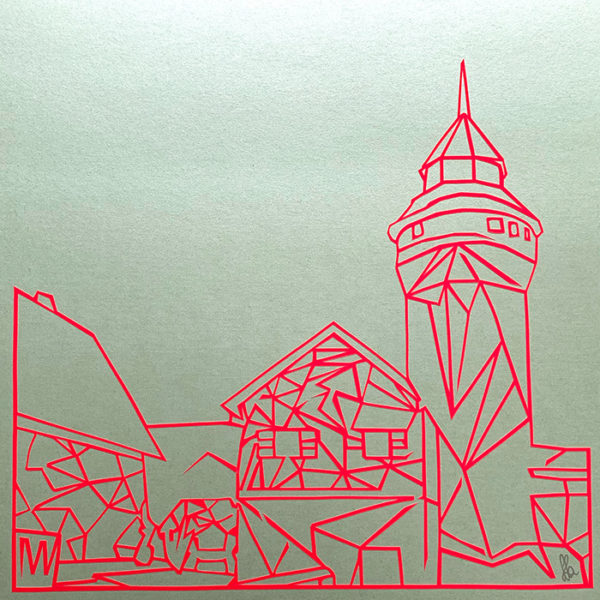 Bild mit Rahmen - Sinwellturm NEON pink auf hellgrün – Bild 2