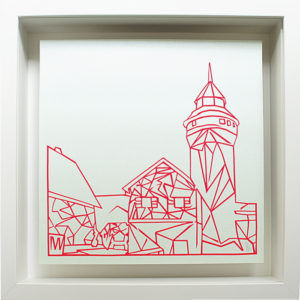 Bild mit Rahmen - Sinwellturm NEON pink auf hellgrün
