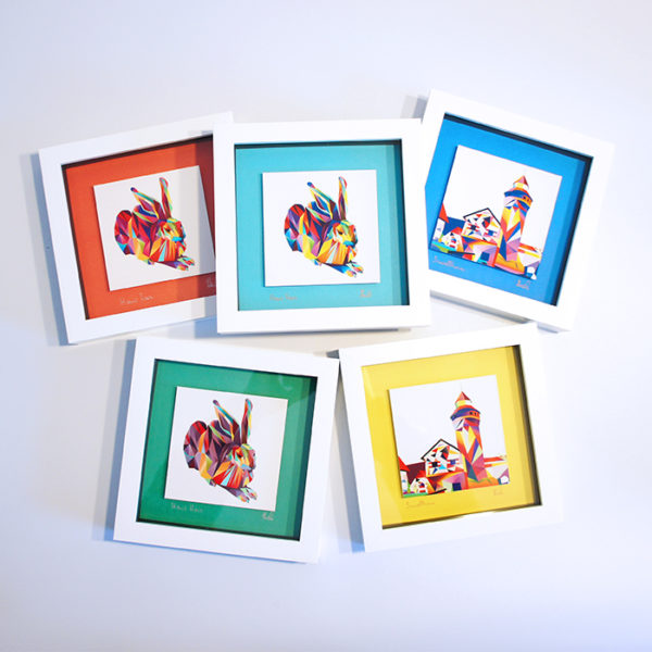 Fine Art Bild mit Rahmen - Hans Hase blau auf rot – Bild 5