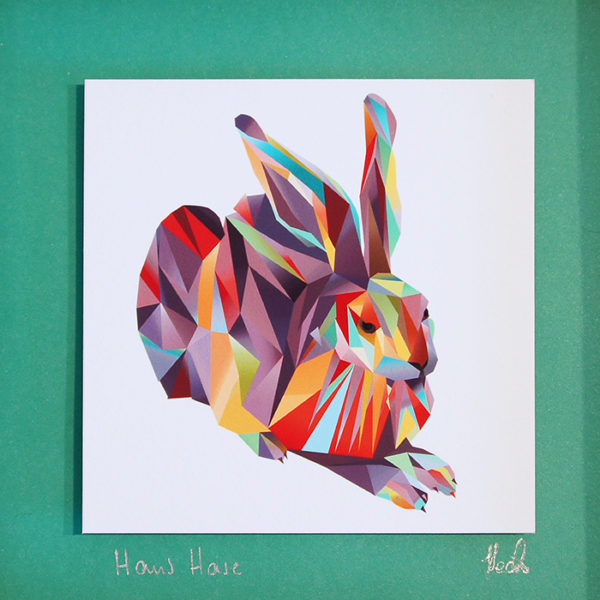 Fine Art Bild mit Rahmen - Hans Hase grau auf grün – Bild 2