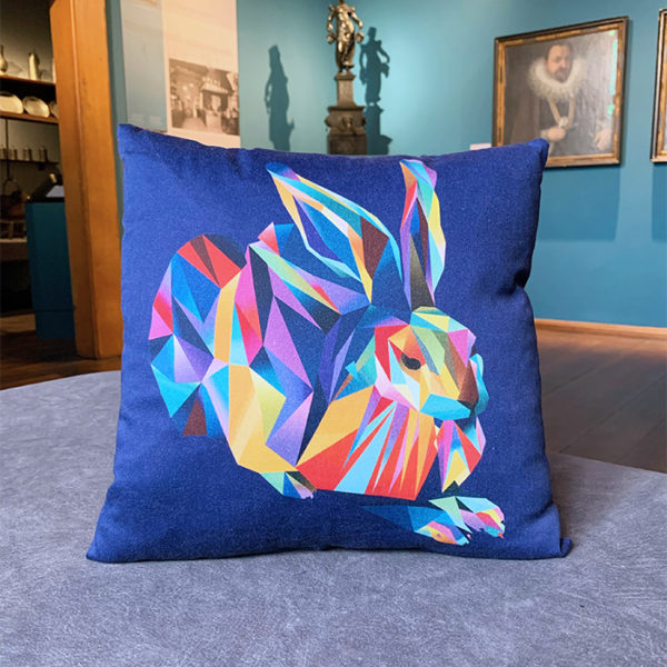 Kissen Hans Hase blau auf blau