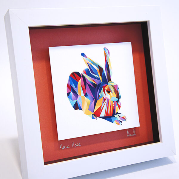 Fine Art Bild mit Rahmen - Hans Hase blau auf rot – Bild 2
