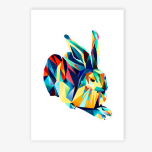 Grafikdruck Hans Hase Nr. 5 blau/hellorange