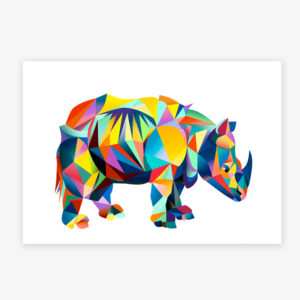 Grafikdruck Bild Rita Rhino Nr. 2 blau