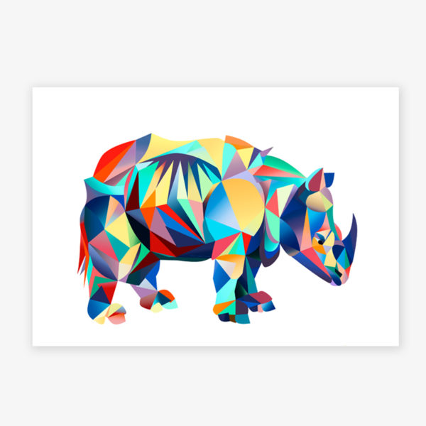 Grafikdruck Bild Rita Rhino Nr. 4 türkis