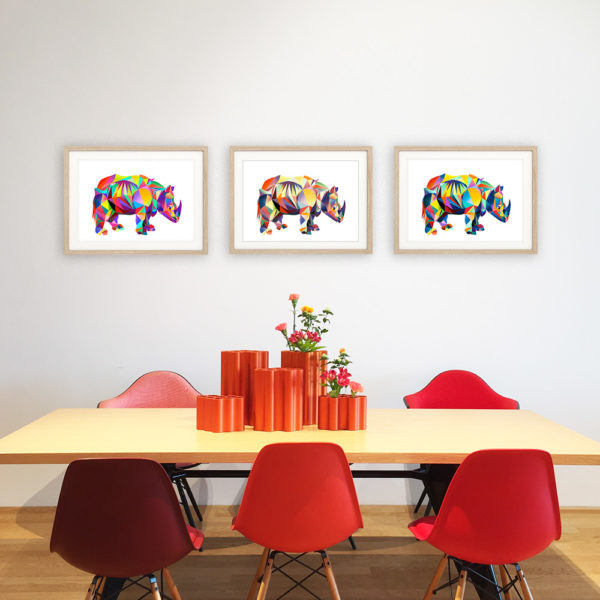 Grafikdruck Bild Rita Rhino Nr. 4 türkis – Bild 2