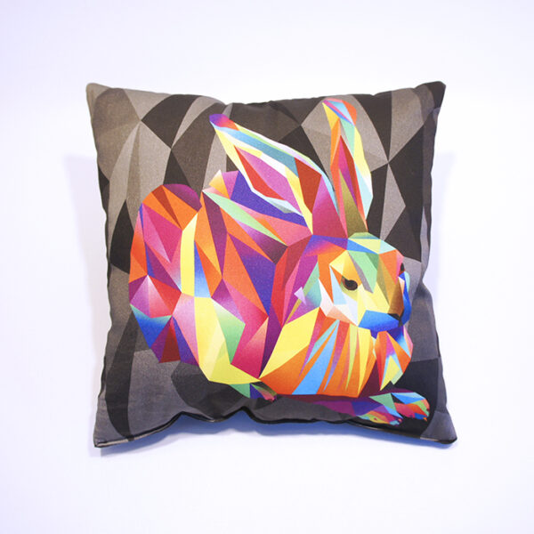 Kissen Hans Hase bunt auf grau