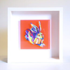 Bild mit Rahmen - Hans Hase NEON POP ART 3D (orange)
