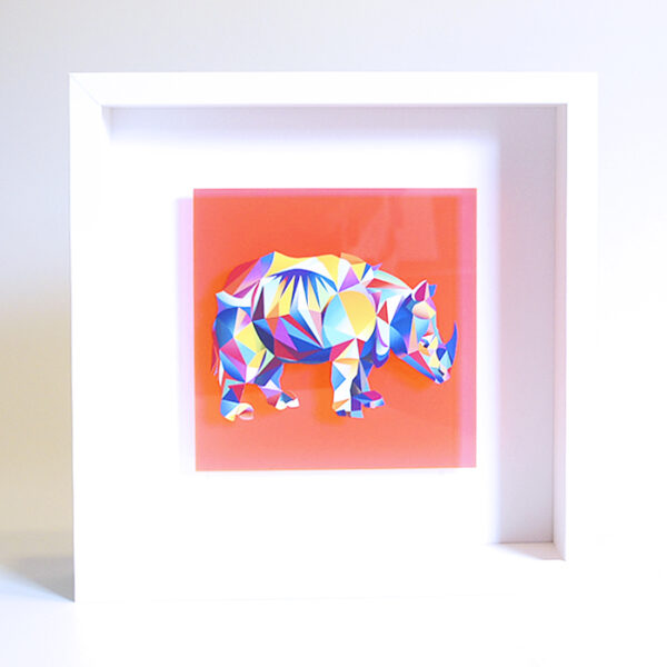 Bild mit Rahmen - Rita Rhino NEON POP ART 3D (orange)
