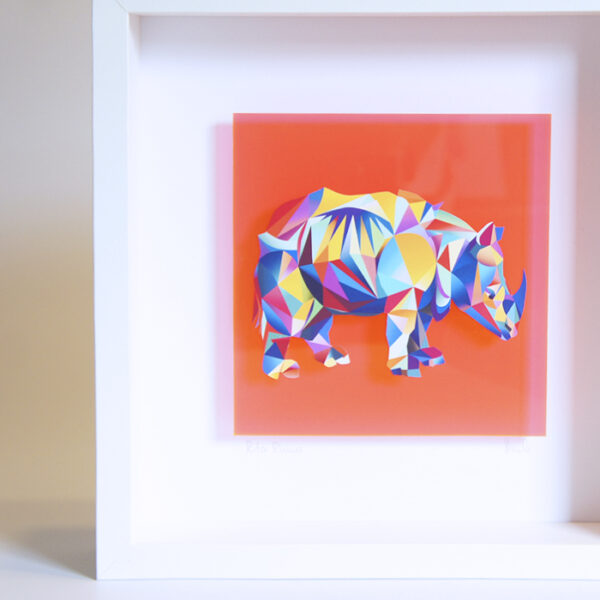Bild mit Rahmen - Rita Rhino NEON POP ART 3D (orange) – Bild 2