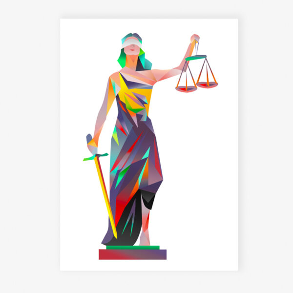 Grafikdruck Justitia - Die Göttin der Gerechtigkeit (grau)
