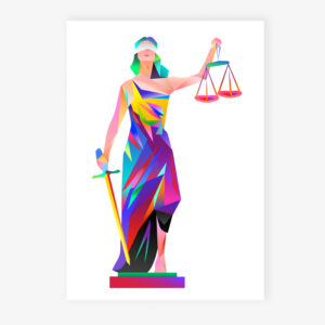 Grafikdruck Justitia - Die Göttin der Gerechtigkeit (pink)