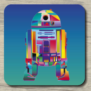 Untersetzer R2D2 pink auf blaugrün