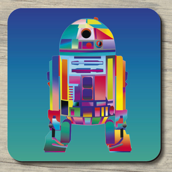 Untersetzer R2D2 pink auf blaugrün