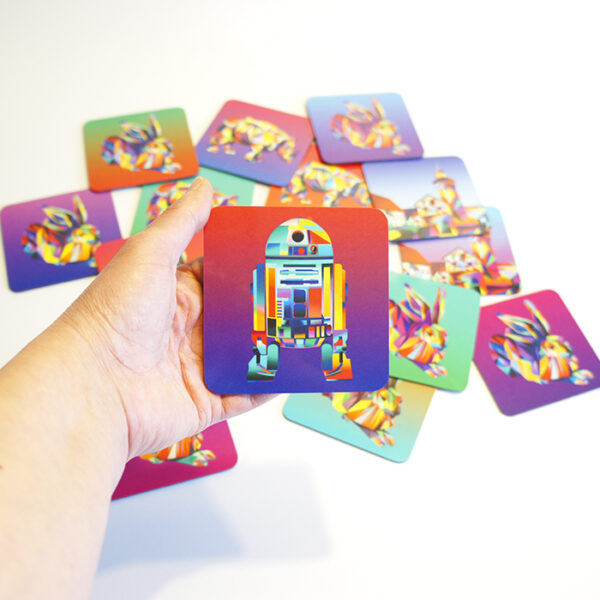 Untersetzer R2D2 blau auf orangetürkis – Bild 2