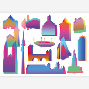Postkarte Nürnberg SKYLINES - POP ART