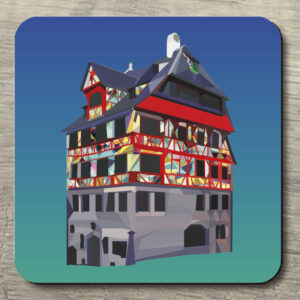 Untersetzer POP ART Dürerhaus grau auf blaugrün