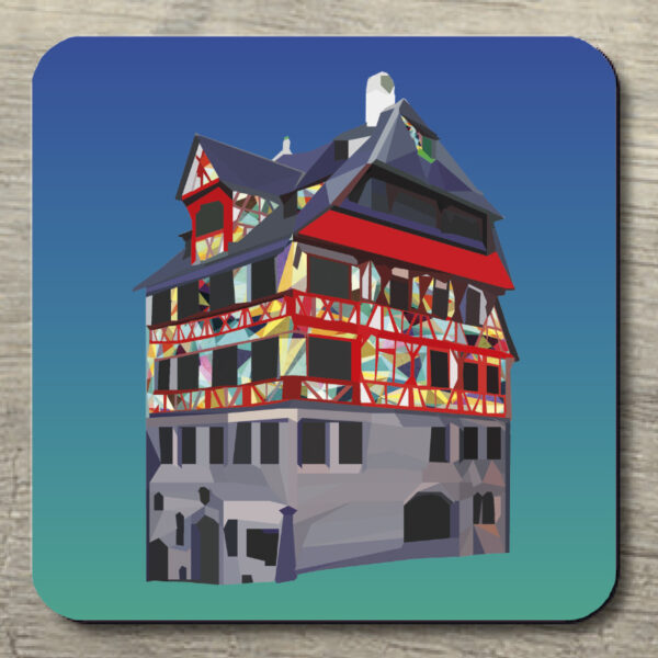 Untersetzer POP ART Dürerhaus grau auf blaugrün