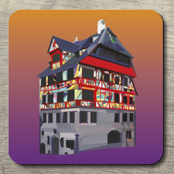 Untersetzer POP ART Dürerhaus grau auf orange