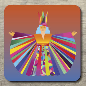 Untersetzer POP ART Christkind Rauschgoldengel auf orange/blau