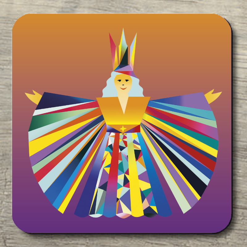 Untersetzer POP ART Christkind Rauschgoldengel auf orange/lila