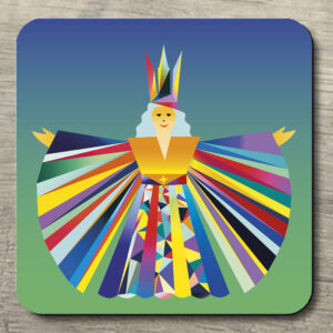 Untersetzer POP ART Christkind Rauschgoldengel auf blau/grün