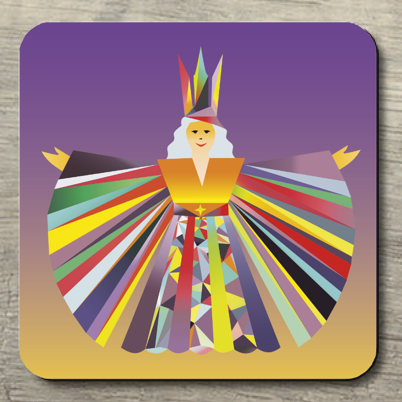 Untersetzer POP ART Christkind Rauschgoldengel auf lila/gelb