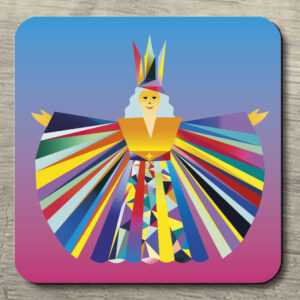 Untersetzer POP ART Christkind Rauschgoldengel auf blau/pink