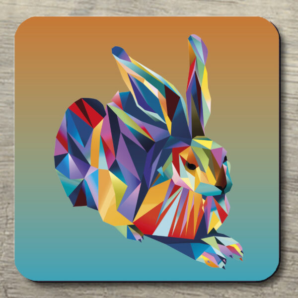Untersetzer Hans Hase blau auf orangetürkis