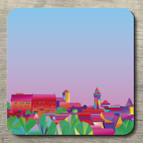 Untersetzer POP ART Kaiserburg auf blaurosa