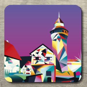 Untersetzer POP ART Sinwellturm blau auf lila