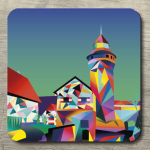 Untersetzer POP ART Sinwellturm auf blaugrün