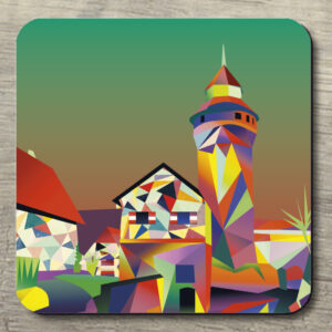 Untersetzer POP ART Sinwellturm auf grünrot