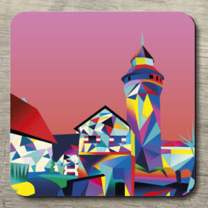 Untersetzer POP ART Sinwellturm auf rosa